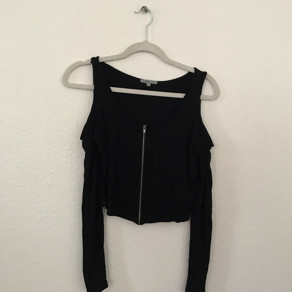 Black Cold Shoulder Top